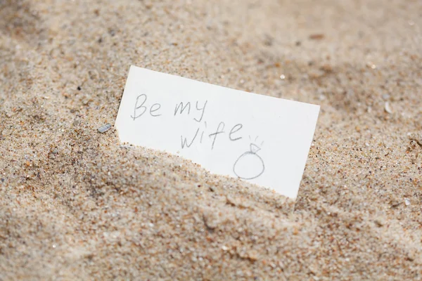 Meddelandet vara min fru på sanden — Stockfoto