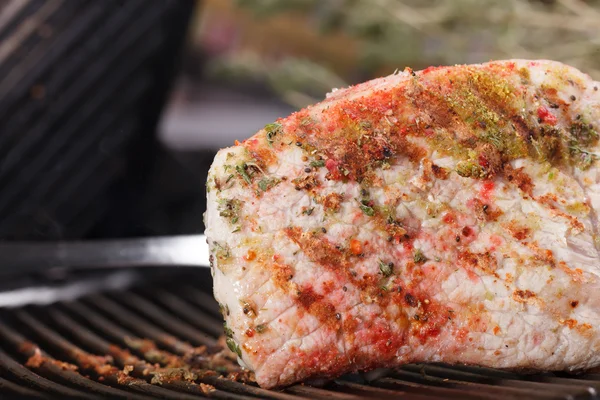 Geassorteerde heerlijk gegrilde vlees op een barbecue — Stockfoto