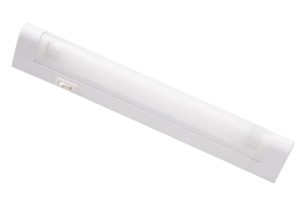 Lampada fluorescente con attacco a stecche isolato su fondo bianco — Foto Stock