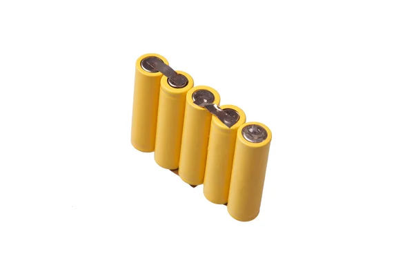 Cinque batterie su sfondo bianco — Foto Stock