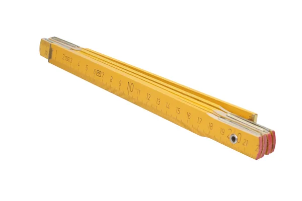 A wooden ruler on a white background — Stock Photo, Image