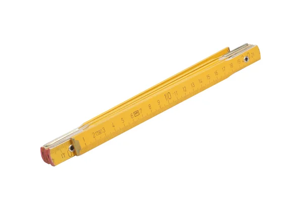 A wooden ruler on a white background — Stock Photo, Image