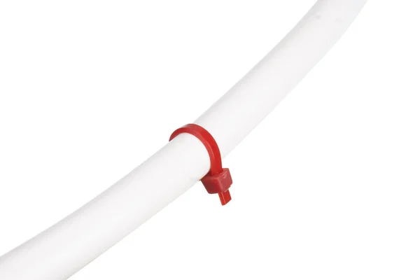 Rode Kabelbinder met elektrische draad — Stockfoto
