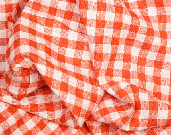 Tablecloth red and white checkered wavy texture background — Stock Photo, Image