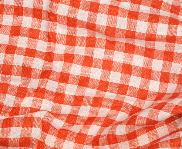 Tablecloth red and white checkered wavy texture background — Stock Photo, Image