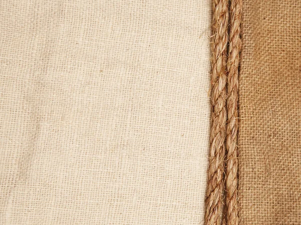 Background of burlap and rope — Stock Photo, Image