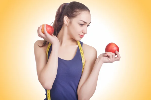 Schönes Mädchen mit Apfel — Stockfoto