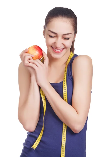 Schönes Mädchen mit einem Apfel — Stockfoto