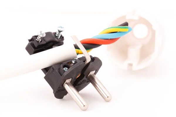 Disassembled electric plug and power cord — Stock Photo, Image