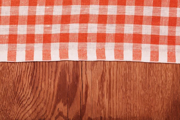 Tablecloth red and white checkered wavy on board — Stock Photo, Image