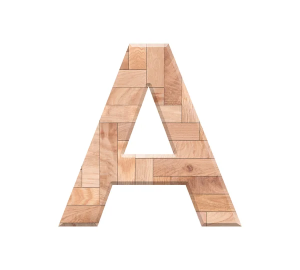 Letra del alfabeto de parquet de madera símbolo - A. Aislado sobre fondo blanco — Foto de Stock