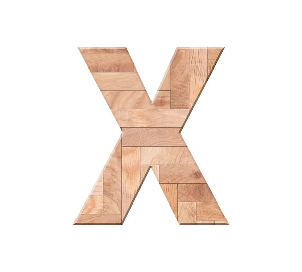 Símbolo da letra do alfabeto de parquete de madeira - X. Isolado sobre fundo branco — Fotografia de Stock