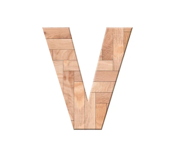 Дерев'яний символ абетки паркету - V. Ізольовано на білому тлі — стокове фото