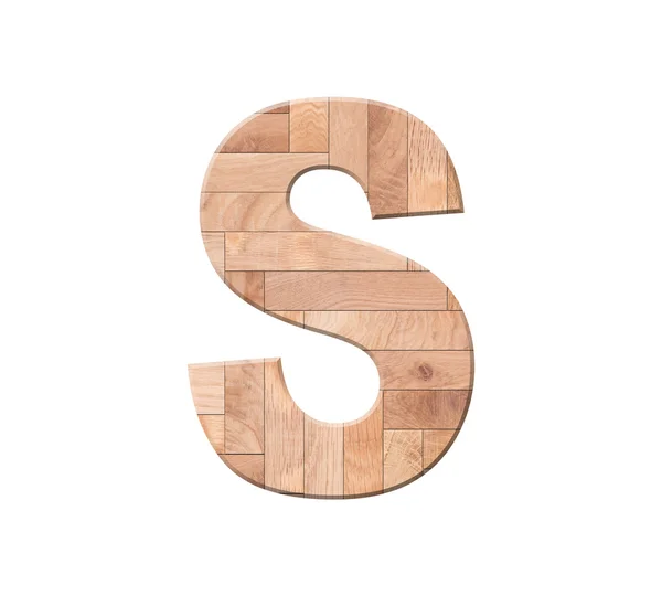Drewniany parkiet alfabet list symbol - S. izolowany na białym tle — Zdjęcie stockowe