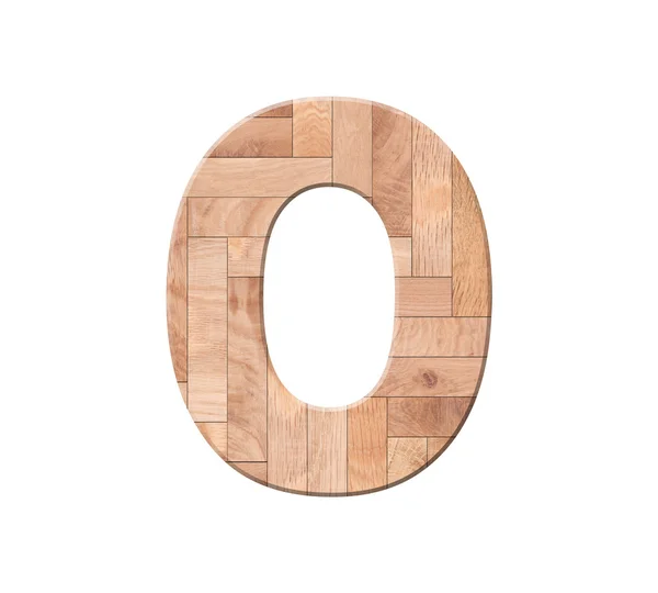 Wooden parquet alphabet letter symbol - O. Isolated on white background — Stock Photo, Image