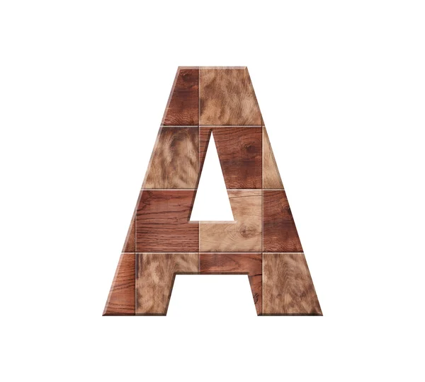 Dřevěné parkety abeceda dopisu symbol - A. izolované na bílém pozadí — Stock fotografie