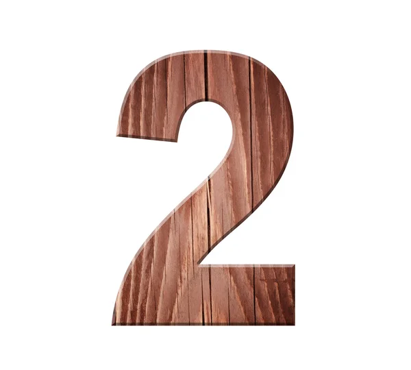 Dřevěné číslice jeden symbol - 2. Izolované na bílém pozadí — Stock fotografie