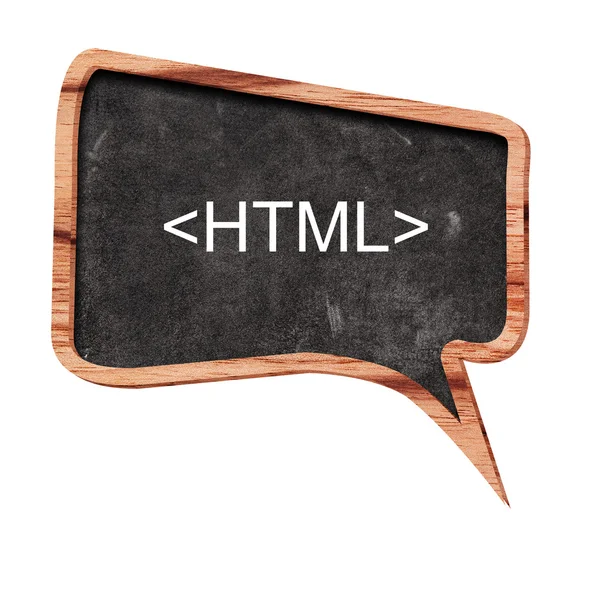 Concept de mot HTML sur les bulles de parole du bois sur fond blanc — Photo
