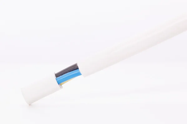 Closeup of a electric cable on a white background — Stock Photo, Image