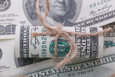 Money and business idea, The dollar bills tied with a rope