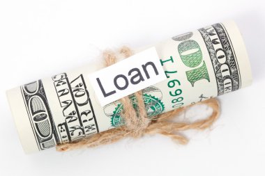 Para ve iş fikri, dolar faturaları işaretiyle - bir ip ile kredi bağlı