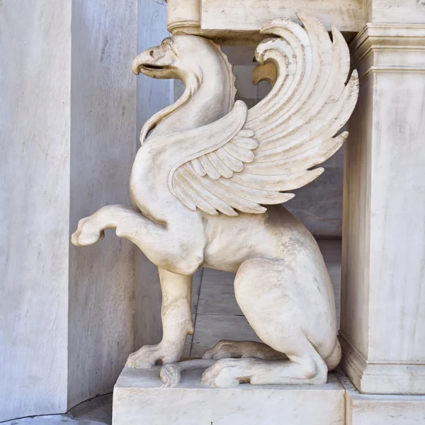 Griffin, mythical creature marble statue — Stock Photo, Image