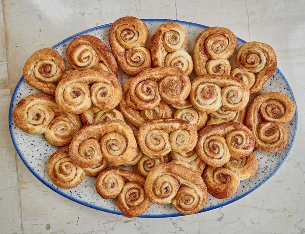 French palmier sweet cookies served — Stock Photo, Image
