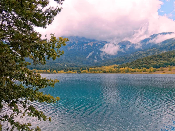 Herbst Bewölkter Himmel Über Dem Doxa See Peloponnes Griechenland — Stockfoto