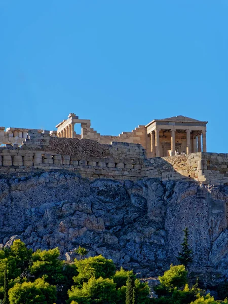 Athens Greece Unusual View Erechtheion Ancient Temle Street Acropolis Hill — Stock Photo, Image