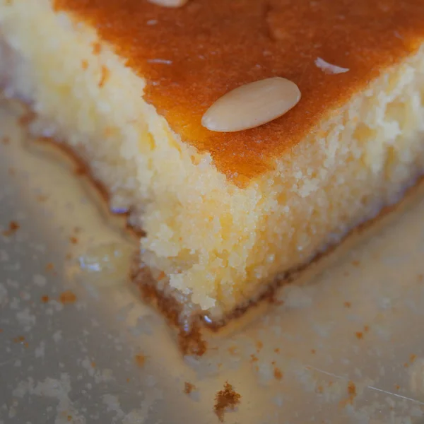 Ravani Gâteau Traditionnel Grec Semoule Noël Aux Amandes Sirop Miel — Photo