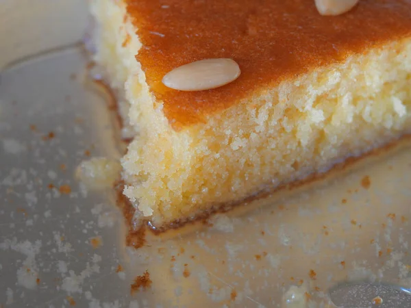 Ravani Pastel Tradicional Griego Sémola Navidad Con Almendras Jarabe Miel —  Fotos de Stock