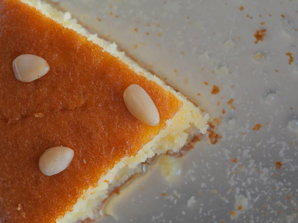 Ravani Pastel Tradicional Griego Sémola Navidad Con Almendras Jarabe Miel —  Fotos de Stock