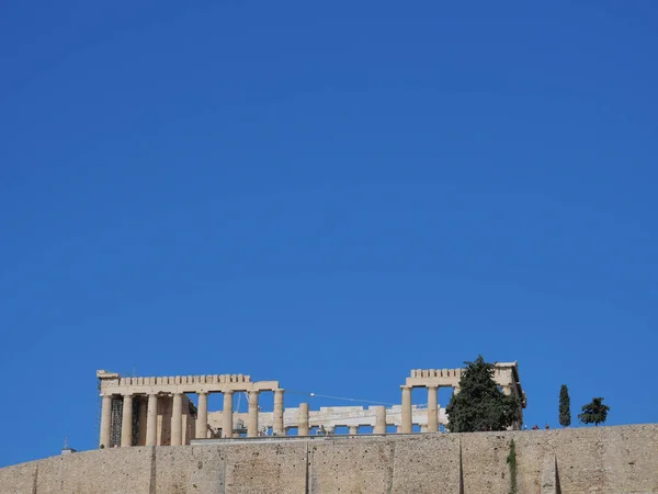 Parthenon Ancient Greek Temple Acropolis Athens Vibrant Blue Sky Space — Stock Photo, Image