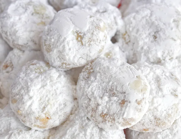 Kourabiedes Traditional Greek Christmas Cookies Covered Powdered Sugar Sweet White — Stock Photo, Image