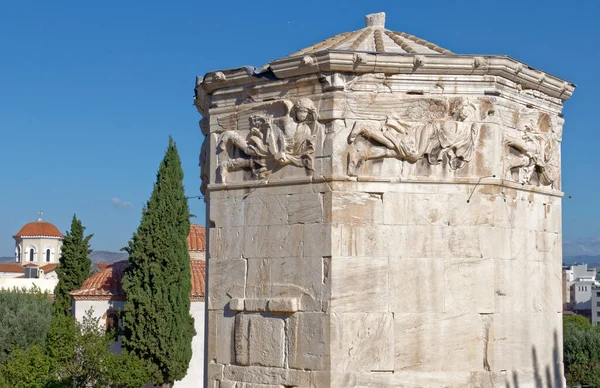 Atina Yunanistan Roma Forumunun Değmemiş Mavi Gökyüzünün Altındaki Rüzgar Kulesi — Stok fotoğraf