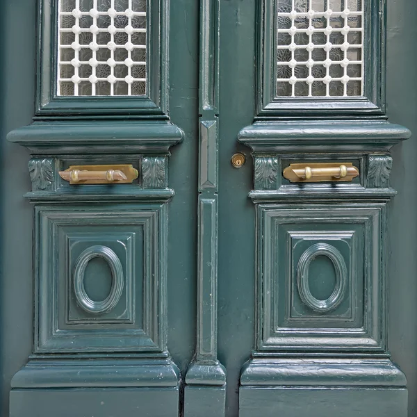 Vintage house grön dörr detalj — Stockfoto