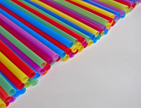 Drinking straws on white paper, space for typing — Stock Photo, Image