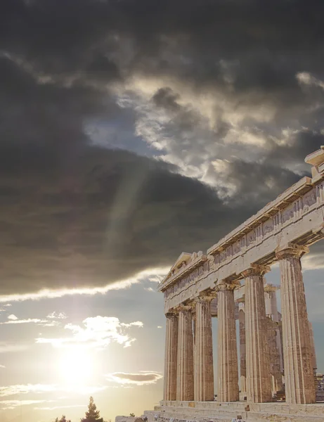 Pôr do sol em Parthenon, Acrópole Ateniense, Grécia — Fotografia de Stock