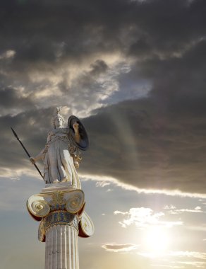 Sunrise in Athens - Athena statue clipart
