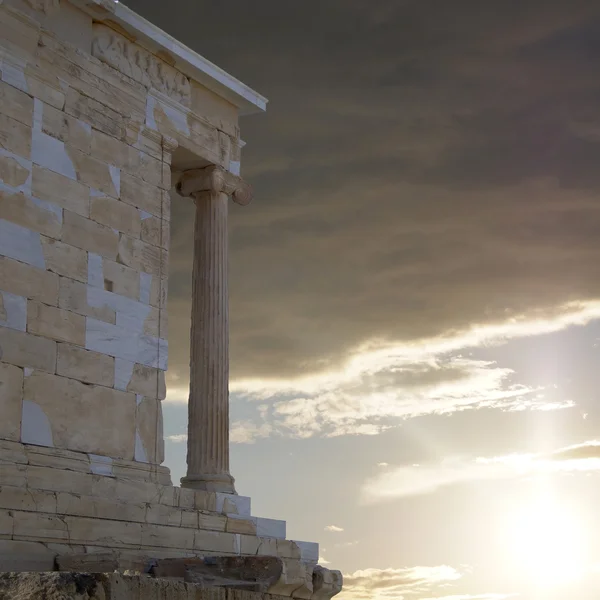 Tempel van Athena Nike, schilderachtige zonsondergang op Akropolis Griekenland — Stockfoto