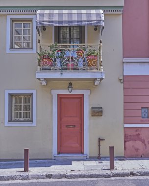 Athens Greece, elegant house in Plaka old neighborhood clipart
