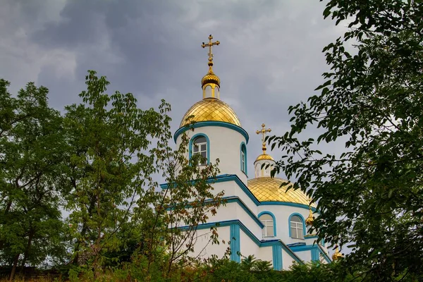 Буша Украина 2020 Современный Русский Православный Церковный Купол Крест Сквозь — стоковое фото