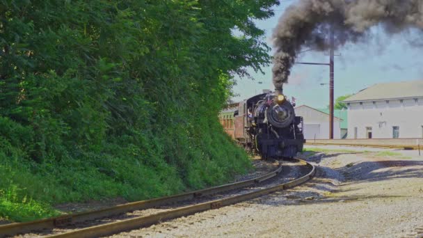Στρασβούργο Πενσυλβάνια Σεπτεμβρίου 2020 Antique Steam Locomotive Passenger Cars Starting — Αρχείο Βίντεο