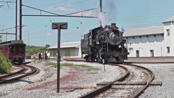 Strasburg Pensilvânia Setembro 2020 Locomotiva Vapor Antiga Que Viaja Torno — Vídeo de Stock