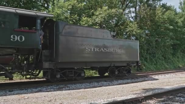 Straßburg Pennsylvania September 2020 Antike Dampflokomotive Fährt Eine Kurve Sich — Stockvideo