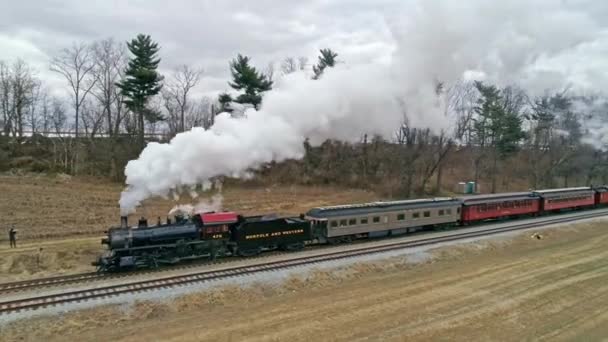Ronks Pensilvanya Mart 2021 Bir Kış Günü Buharlı Treni Zleyen — Stok video