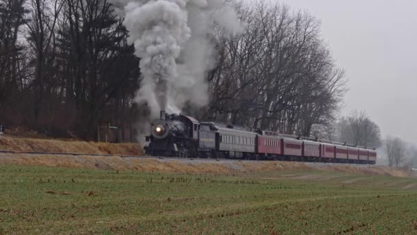 Ronks Pennsylvania März 2021 Eine Dampflokomotive Und Personenwagen Die Bei — Stockvideo