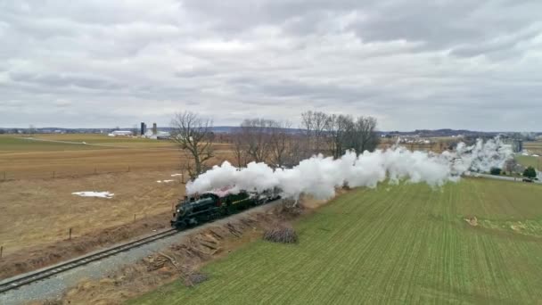 Ronks Pennsylvania März 2021 Eine Luftaufnahme Nach Einem Dampfzug Der — Stockvideo