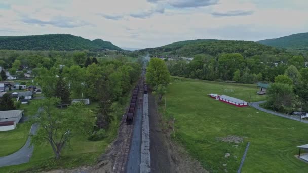 Una Vista Aérea Una Carretera Ferroviaria Carbón Galga Estrecha Abandonada — Vídeos de Stock