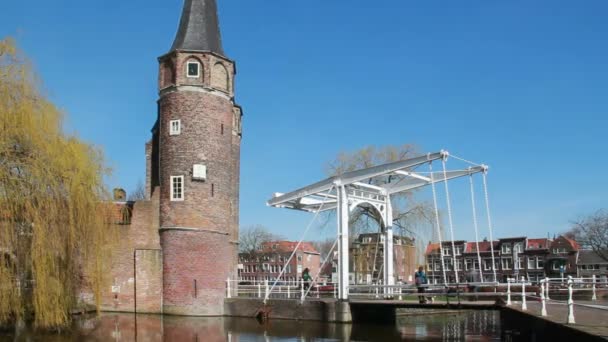 Oostpoort gate in Delft, Holland — Stock Video